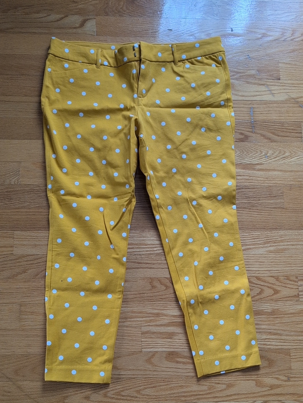 Old Navy Mustard Yellow Polka Dot Ankle Pants